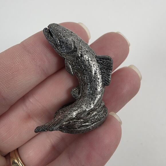 Pewter Rainbow Trout Fly Fishing Angling River Stream Mini Art Figurine unmarked - Picture 4 of 7